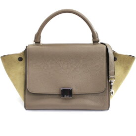 【CELINE】セリーヌ レザー トラペーズ 2WAY ショルダーバッグ ハンドバッグ スエード エトープ エトゥープ174683MDB【中古】