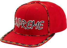 【Supreme】シュプリーム 19ss BEADED 6-PANEL RED キャップ 赤 帽子 男女兼用 ユニセックス【中古】