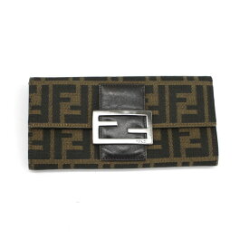 【FENDI】フェンディ 二つ折り長財布 F-NR300-8M0021-FOQN2 ズッカ柄 キャンバス / レザー ブラウン系【中古】
