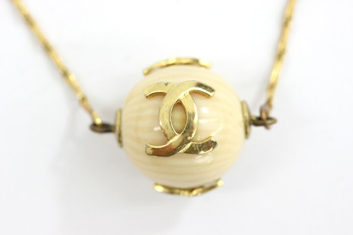 楽天市場】【CHANEL】シャネル ボール型 ボール ネックレス G金具 ココ  