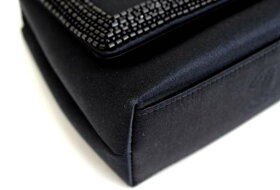 【CHANEL】シャネルサテンミニショルダーブラックビーズバッグ【中古】