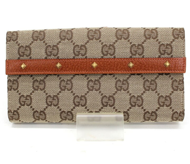 楽天市場】【GUCCI】グッチ キャンバス レザー 長財布 ブラウン  