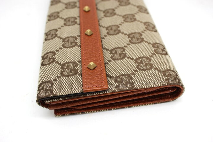楽天市場】【GUCCI】グッチ キャンバス レザー 長財布 ブラウン  