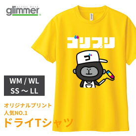オリジナルプリント ドライTシャツ 1枚から 名入れ 通常サイズ グリマー glimmer 半袖 クルーネック ポリエステル フルカラー印刷 インクジェット イラスト入り カスタムオーダー チームオーダー 部活 クラスTシャツ
