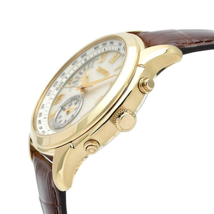 セイコー ブライツ チタン 腕時計 メンズ ソーラー 電波 電波ソーラー 革ベルト カレンダー デュアルタイム 2020 新作 時刻合わせ  SEIKO BRIGHTZ SAGA312 ブラウン 腕時計本舗