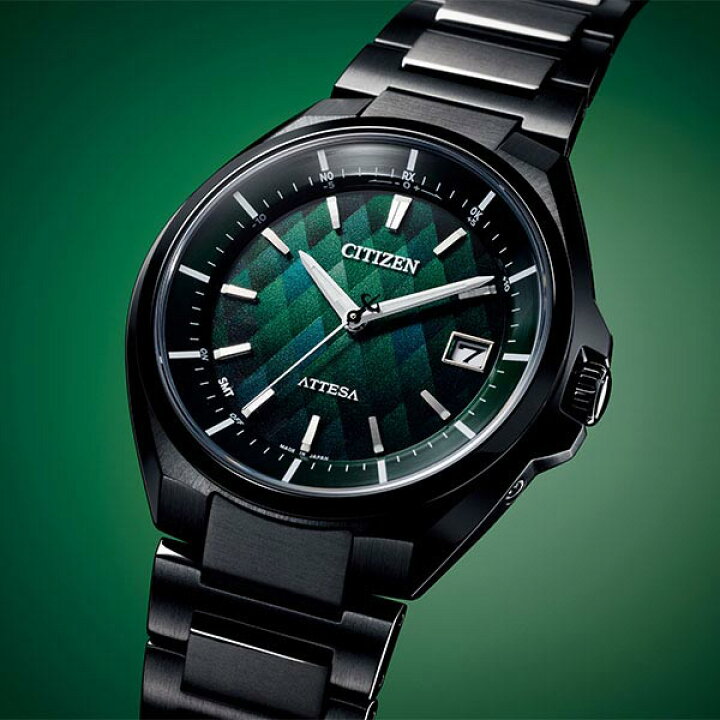 シチズン アテッサ メンズ エコ・ドライブ電波時計 ブランド横断企画 ATTESA LIGHT in BLACK 2022 GREEN EDITION 世界限定1300本 CB3015-53W 腕時計本舗 シチズン ATTESA(アテッサ) エコドライブ電波時計 ATD53-2975 メンズウォッチ