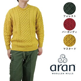 【ARAN WOOLLEN MILLS】メリノウールアランセータークルー