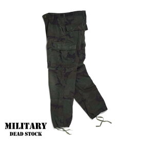 【MILITARY DEADSTOCK(ミリタリーデッドストック)】USED WOODLAND CAMO BDU PANTS OVERDYE LIGHT BLACK ユーズド ウッドランドカモ 6Pカーゴパンツ クロ染め ライトブラック