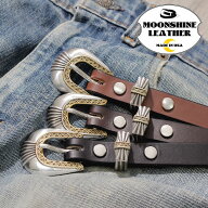 【MOONSHINE LEATHER(ムーンシャインレザー)】Made In USA Del Rio Buckle Western Leather Belt アメリ…