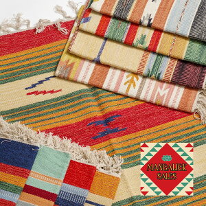 �yMANGALICK SALES �}���K���b�N�Z�[���X�zCOTTON HANDLOOM BEDSIDERUGS �R�b�g�� ��D��x�b�h�T�C�h���O