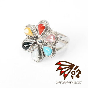 �yINDIAN JEWELRY �C���f�B�A���W���G���[�zZuni inlaid flower ring Carol Lateyice �Y�j �C�����C�t�����[�����O �L�������E���C�e�B�X��