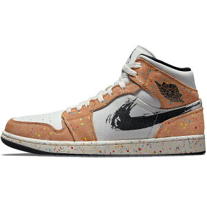 NIKE iCL AIR JORDAN 1 MID SE 'BRUSHSTROKE PAINT SPLATTER' GA W[_  ~bh XyVGfBV "uVXg[N yCg Xvb^[" Y Xj[J[ SAIL/BLACK-CIDER-CHILE RED DA8005