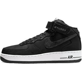 NIKE ナイキ STUSSY X AIR FORCE 1 MID 'BLACK SNAKESKIN' ステューシー × エア フォース ワン ミッド "ブラック スネーク スキン" メンズ レディース スニーカー BLACK/BLACK/WHITE DJ7840-001【限定完売モデル】