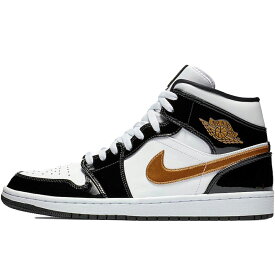 NIKE ナイキ AIR JORDAN 1 MID PATENT 'BLACK GOLD' エア ジョーダン 1 ミッド パテント 'ブラック ゴールド' メンズ レディース スニーカー BLACK/WHITE-METALLIC GOLD 852542-007【海外展開 日本未入荷】