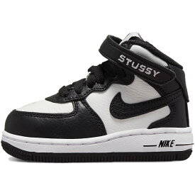 NIKE ナイキ STUSSY X AIR FORCE 1 MID TD 'BLACK WHITE' ベビーサイズモデル ステューシー × エアフォース1 ミッド "ブラック ホワイト" ベビー スニーカー BLACK/GREY/WHITE DN4160-002【限定完売モデル】