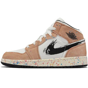 NIKE iCL AIR JORDAN 1 MID SE GS 'BRUSHSTROKE PAINT SPLATTER' LbYTCYf GAW[_ 1 ~bhSE "uVXg[NyCg Xvb^[" LbY fB[X Xj[J[ SAIL/CIDER/CHILE RED/B