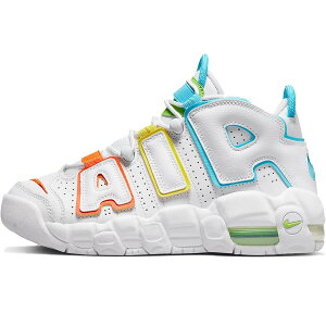 NIKE iCL GS AIR MORE UPTEMPO 'WHITE RAINBOW' LbYTCYf GA A Abve| "zCg C{[" LbY fB[X Xj[J[ WHITE/OPTI YELLOW/SAFETY ORANGE/BALTIC BLUE FJ4624-100yCOWJ 