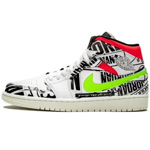 NIKE iCL AIR JORDAN 1 MID 'OVER-PRINT LOGOS' GA W[_  ~bh "I[o[ vg SX" Y Xj[J[ WHITE/BLACK-GREEN-RED zCg/ubN-O[-bh 554724-119yCOWJ 