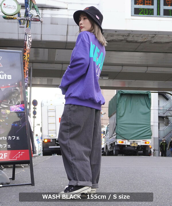 サルエルパンツ ワイドパンツ デニム ユニセックス 韓国ファッション レトロ ヴィンテージ レア!ケミカルデニム ガウチョパンツ