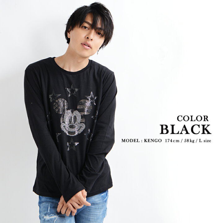 楽天市場】ラインストーンミッキーロンTee(顔)ディズニー ミッキー 