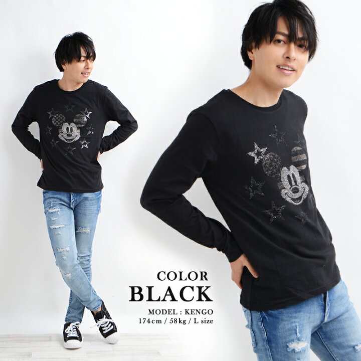 楽天市場】ラインストーンミッキーロンTee(顔)ディズニー ミッキー 