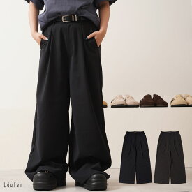 ワイド スラックス メンズ ワイドパンツ レディース ワイドストレート スラックス 丈長め バギーパンツ 黒 ストライプ パンツ スーツ地 太い ボトムス 太め 大きいサイズ 春 夏 秋 冬 韓国ファッション ストリート系 ストリートファッション ブランド Laufer / ロイファー