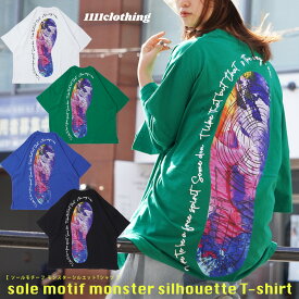 モンスターシルエット tシャツ メンズ オーバーサイズ tシャツ レディース ビッグtシャツ 綿100% トップス 半袖 カットソー ビッグt バックプリント 刺繍 白 黒 緑 青 大きいサイズ 韓国ファッション 夏 夏服 春夏 ストリート系 おしゃれ 韓国 服 ストリート ブランド