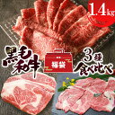 【 送料無料 総重量1.4kg】 黒毛和牛サーロイン ・リブロース 3種食べ比べ福袋【 送料無料 ステーキ 焼肉 スライス 食べ物 厳選黒毛和牛 食べ物 お取り寄せ 詰め合わせ】