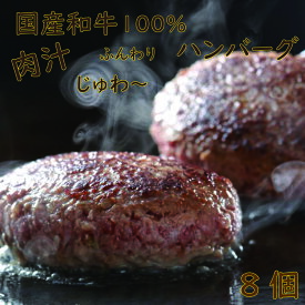 国産和牛ハンバーグ　1.6kg （200gx8個） 牛肉100% 自社生産・自社加工 ギフト 冷凍 内祝い 肉 惣菜 高級