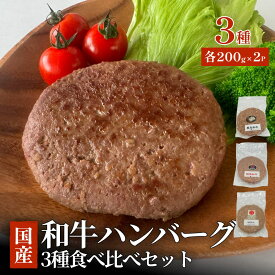 【送料無料】食べ比べ 和牛ハンバーグ3種 200gx6個　自社生産・自社加工