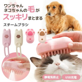 【50%OFFクーポン配布中★9月19日20時~利用条件あり】＼楽天1位獲得／スチームブラシ ペットブラシ 猫 犬 噴霧式 ペット 充電式 USB 充電 マッサージ 抜け毛 静電気 防止 毛玉 ミスト グルーミング 犬猫兼用 噴霧 長毛 短毛 蒸気