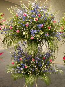 ブルー&ピンク系 スタンド花2段 RT-ST2-2019 御祝・開店・誕生日・お礼・ショールーム・モデルルームなどの御祝事に!全国配送可能!※15時までのご注文で当日配送出来るエリアあります