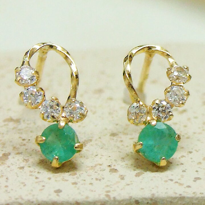 楽天市場】 ピアス 18k 5月の誕生石 エメラルドを大切に留めました。18  
