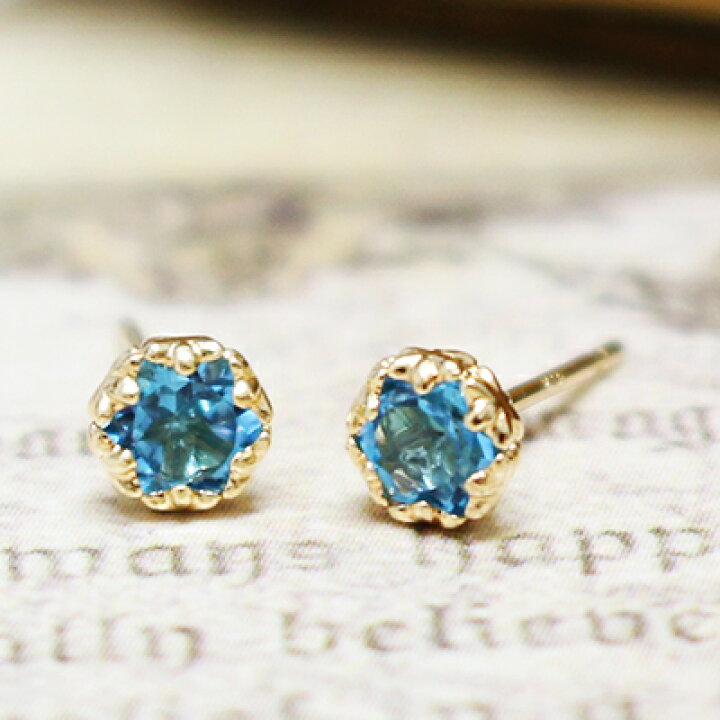楽天市場】ピアス ピアス 18k ブルートパーズのシンプルな 一粒 K18 