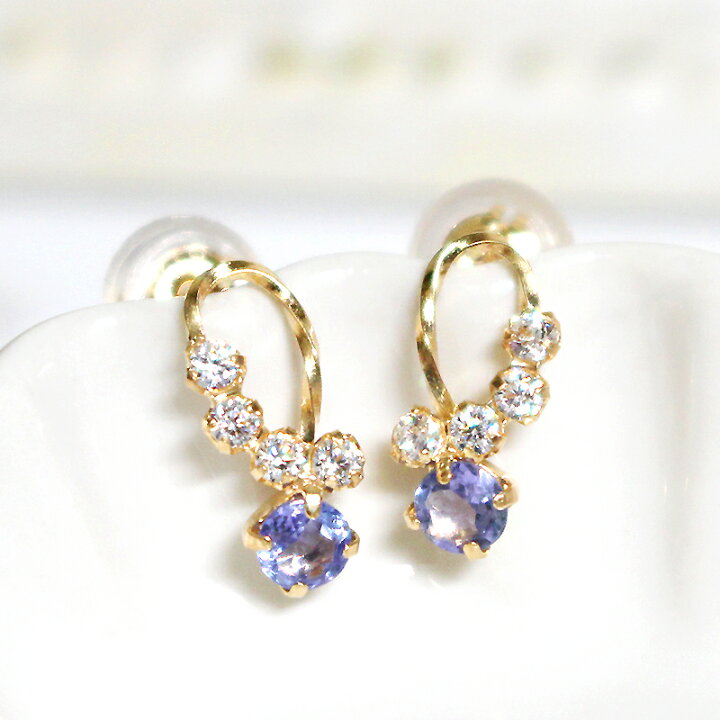 楽天市場】ピアス 18金 タンザナイト ピアス 18k12月の誕生石 