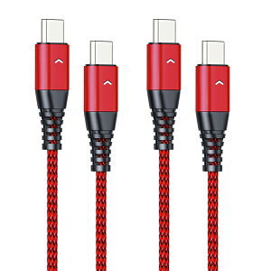 充電ケーブル USB充電ケーブル 急速充電対応 1.8m 1.2m 2本セット 高速充電 データ転送 通信ケーブル 480Mbps 黒 シルバー レッド 断線に強い usb-c to usb-c タイプC Type-Cケーブル ledライト付き PD対応