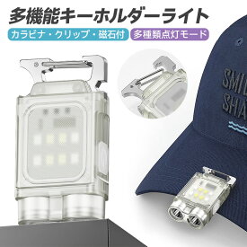 キーホルダーライト LED小型懐中電灯 COBライト LEDライト 多機能ライト ミニライト Type-c充電式 カラビナ付 投光器 作業灯 懐中電灯 ハンディライト 緊急時 高輝度 防災ライト 防災グッズ マグネット式 緊急用 非常用 軽量 コンパクト クリップ付 クリア