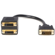 30cm DVI-D-2x DVI-D分岐ケーブル 1x DVI-D(25ピン) オス-2x DVI-D(25ピン) メス 分配ケーブル/ スプリッ…