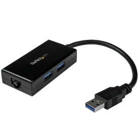 USB 3.0 - ギガビットイーサネット有線LANアダプタ USBハブ(2ポート)内蔵 10/100/1000Mbps対応NIC ネイティブドライバ対応(Windows、Mac、Chrome OS)