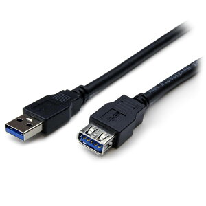 USBケーブル/USB 3.0(5Gbps)/2m/Type-A-Type-A/オス-メス/SuperSpeed USB 3.2 Gen1 規格準拠/ブラック/USB 延長コード/リピーター エクステンダー ケーブル
