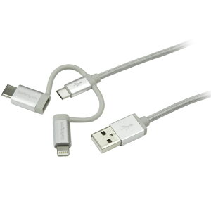 iPhone/�A�C�t�H��/�X�}�z�Ή��}���`�[�d�`���[�W���O�P�[�u��(1m) USB-A - Apple lightning/ USB Type-C/ USB Micro-B USB 2.0����