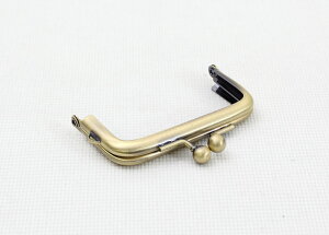 がま口口金 7.5cm×4.3cm 片カン付き アンティークゴールド 角型 差し込みタイプ