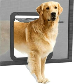 網戸ドア 網戸専用 犬猫出入り口 ペットドア 網戸ペット (中，大型犬用)犬用扉 開閉自由 ロック機能付き 取付簡単37cm x 42cm