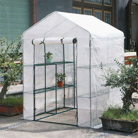 ビニールハウス ビニール温室 植物の温室 6段 家庭用 虫よけ PVC 保温 防水 花 野菜 栽培 菜園 フラワースタンド (280×143×195cm)