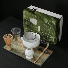 日本茶セット（7点） 抹茶泡立て器セット 初心者茶道セット 抹茶椀 注ぎ口付き 竹製抹茶泡立て器（茶筅） スコップ（茶杓） 抹茶泡立て器ホルダー 茶道具。N17、チャコールグレー、抹茶パウダー