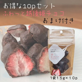 お得な10袋セット　ふわっと越後姫チョコ　フリーズドライいちご/バレンタインデー/ご褒美チョコ/逆チョコ/越後姫/フルーツチョコ/チョコレート/チョコレート効果 ※ふわっとチョコ10袋