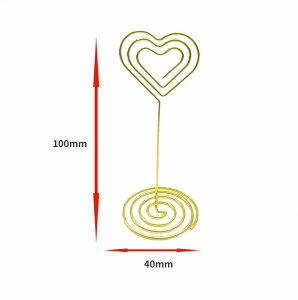 【10個セット】メモクリップホルダー ゴールド 簡易フレーム付き|名刺・写真・テーブル番号カード対応 デスク用金属スタンド 名前カードホルダー ?番ディスプレイ台としても使用可能