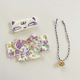 【4色から選べます】THE MONSTERS Exciting Macaron LABUBU Labubu服 3点セット Labubuぬいぐるみ人形衣装 ラブブ専用 ぬいぐるみ服 セット｜labubu POPMART 15cm・17cm対応 ハンドメイド ねこ柄かわいい和風スタイル ドール衣装 手作り プレゼントにおすすめ