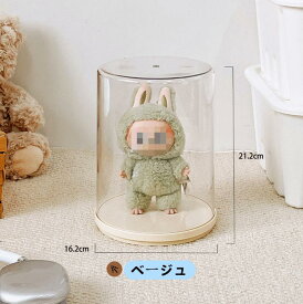 THE MONSTERS Exciting Macaron LABUBU 専用 360°回転式ディスプレイボックス 可重ねる 収納ケース カバー付き 防塵 15cm 17cm対応 ぬいぐるみ収納 インテリア雑貨 おしゃれ プレゼント