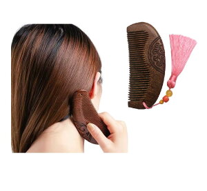 天然檀木 つげ櫛 ヘアブラシ 静電気防止 頭皮マッサージコーム 携帯用 木製 櫛 高級つげ櫛 ヘアケア 美髪 伝統工芸 メンズ レディース ギフトにも最適